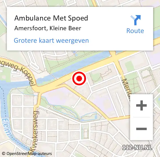 Locatie op kaart van de 112 melding: Ambulance Met Spoed Naar Amersfoort, Kleine Beer op 13 januari 2017 16:08