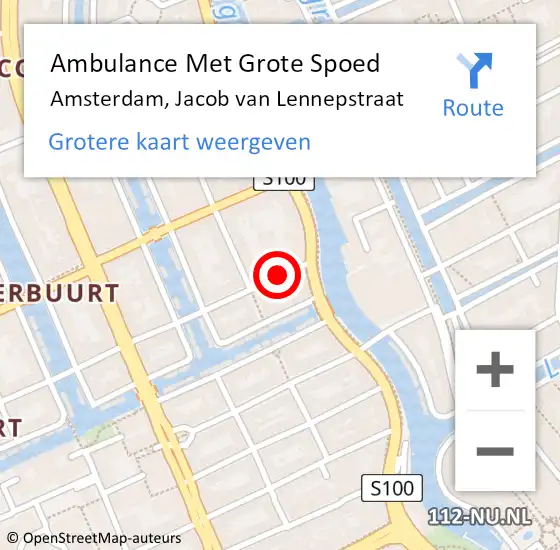 Locatie op kaart van de 112 melding: Ambulance Met Grote Spoed Naar Amsterdam, Jacob Van Lennepstraat op 13 januari 2017 21:00