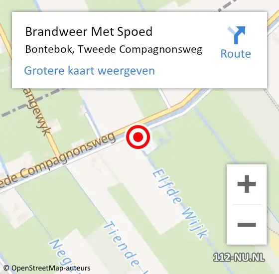 Locatie op kaart van de 112 melding: Brandweer Met Spoed Naar Bontebok, Tweede Compagnonsweg op 13 januari 2017 21:42