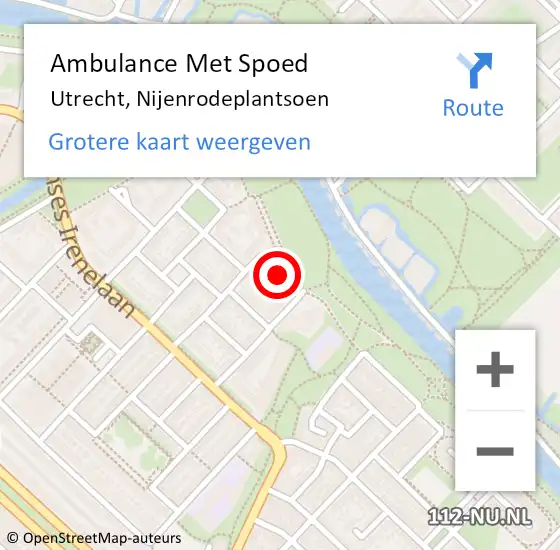 Locatie op kaart van de 112 melding: Ambulance Met Spoed Naar Utrecht, Nijenrodeplantsoen op 14 januari 2017 03:39