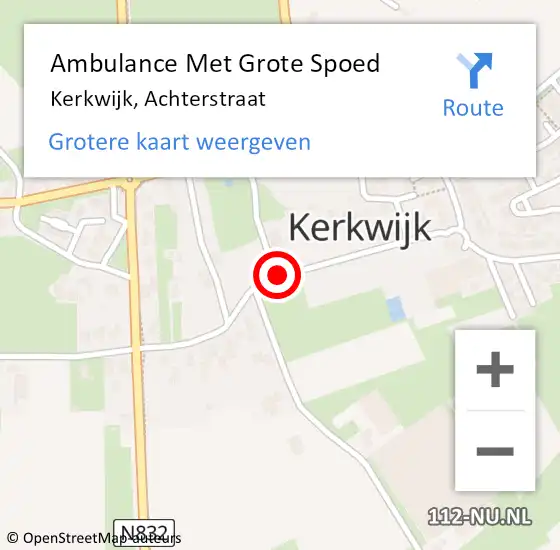 Locatie op kaart van de 112 melding: Ambulance Met Grote Spoed Naar Kerkwijk, Achterstraat op 14 januari 2017 12:21