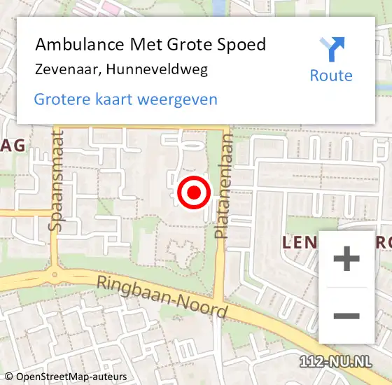 Locatie op kaart van de 112 melding: Ambulance Met Grote Spoed Naar Zevenaar, Hunneveldweg op 14 januari 2017 12:27