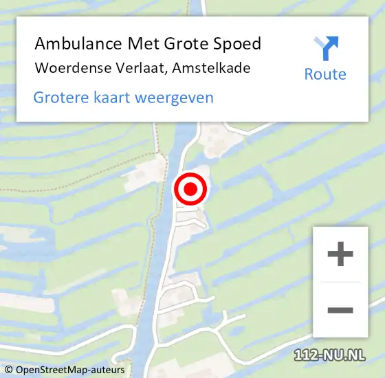 Locatie op kaart van de 112 melding: Ambulance Met Grote Spoed Naar Woerdense Verlaat, Amstelkade op 14 januari 2017 12:59