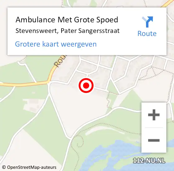 Locatie op kaart van de 112 melding: Ambulance Met Grote Spoed Naar Stevensweert, Pater Sangersstraat op 7 januari 2014 22:44