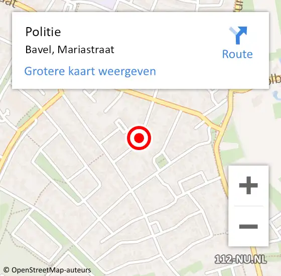 Locatie op kaart van de 112 melding: Politie Bavel, Mariastraat op 14 januari 2017 15:53