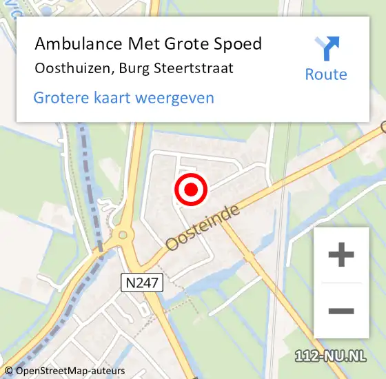 Locatie op kaart van de 112 melding: Ambulance Met Grote Spoed Naar Oosthuizen, Burg Steertstraat op 14 januari 2017 21:09