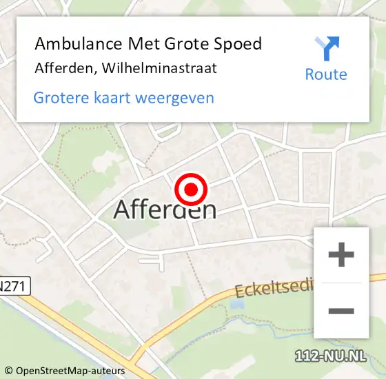 Locatie op kaart van de 112 melding: Ambulance Met Grote Spoed Naar Afferden, Wilhelminastraat op 14 januari 2017 23:43