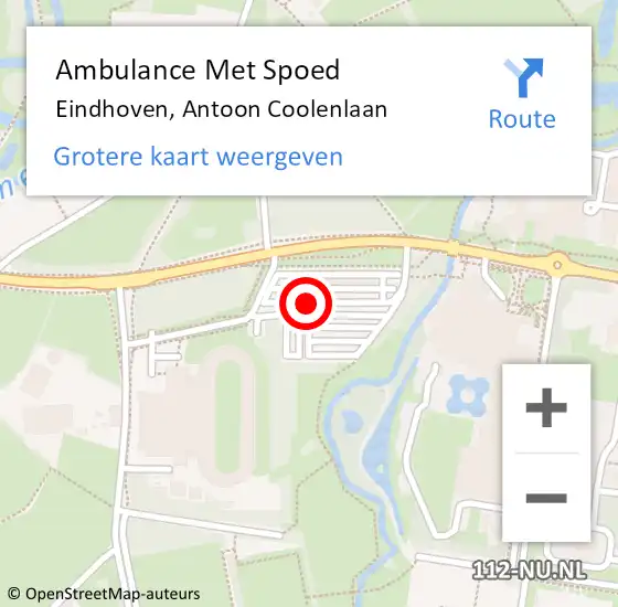 Locatie op kaart van de 112 melding: Ambulance Met Spoed Naar Eindhoven, Antoon Coolenlaan op 15 januari 2017 00:24