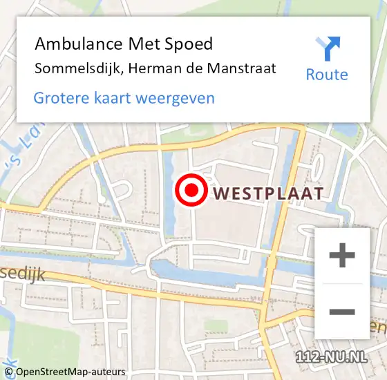 Locatie op kaart van de 112 melding: Ambulance Met Spoed Naar Sommelsdijk, Herman de Manstraat op 15 januari 2017 03:24