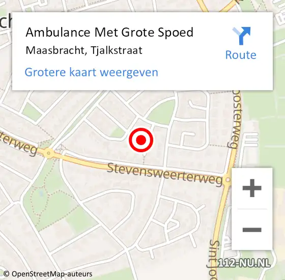 Locatie op kaart van de 112 melding: Ambulance Met Grote Spoed Naar Maasbracht, Tjalkstraat op 15 januari 2017 05:15