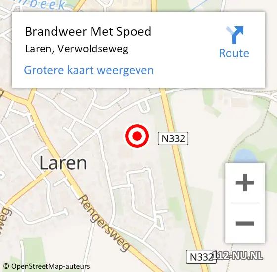 Locatie op kaart van de 112 melding: Brandweer Met Spoed Naar Laren, Verwoldseweg op 15 januari 2017 17:37