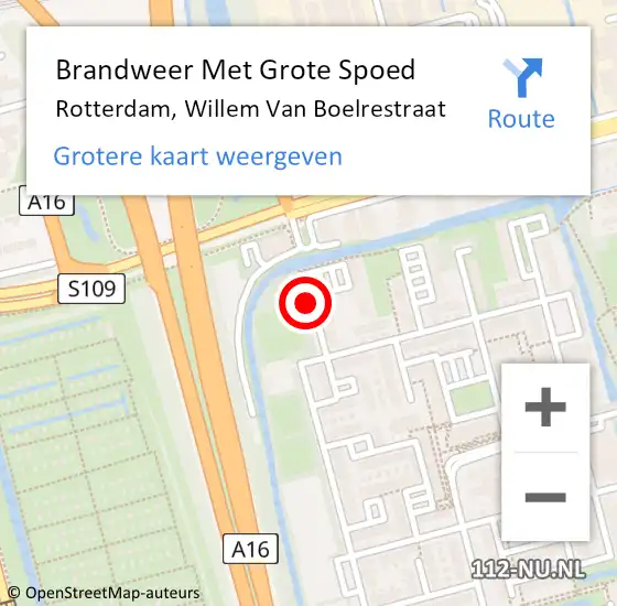 Locatie op kaart van de 112 melding: Brandweer Met Grote Spoed Naar Rotterdam, Willem Van Boelrestraat op 15 januari 2017 20:36