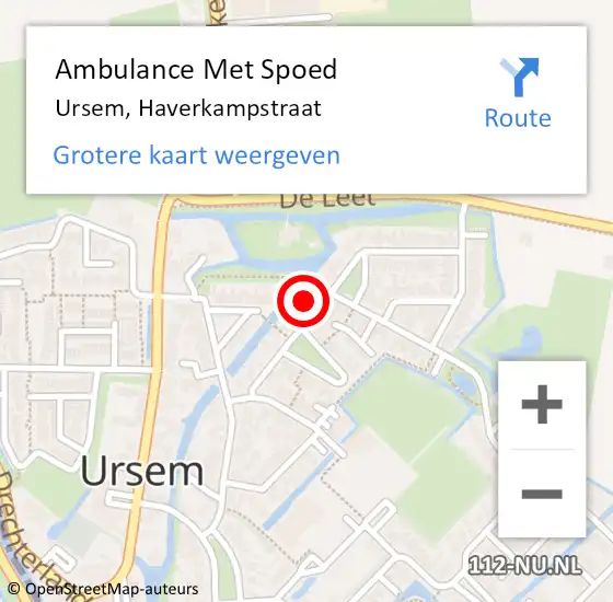 Locatie op kaart van de 112 melding: Ambulance Met Spoed Naar Ursem, Haverkampstraat op 15 januari 2017 20:59