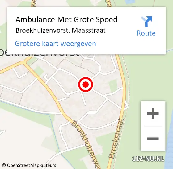 Locatie op kaart van de 112 melding: Ambulance Met Grote Spoed Naar Broekhuizenvorst, Maasstraat op 8 januari 2014 04:51