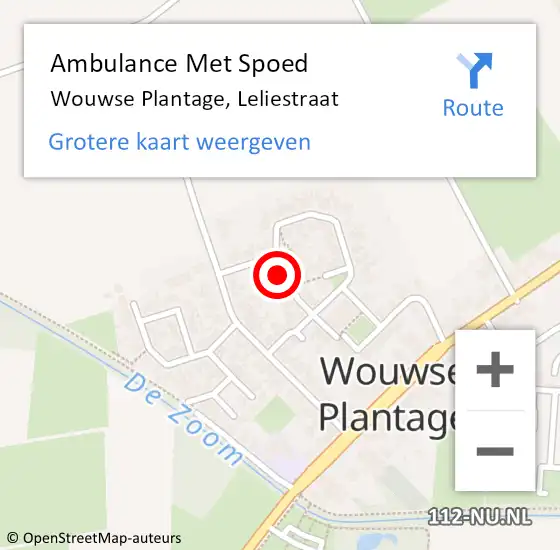 Locatie op kaart van de 112 melding: Ambulance Met Spoed Naar Wouwse Plantage, Leliestraat op 16 januari 2017 08:10