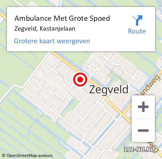 Locatie op kaart van de 112 melding: Ambulance Met Grote Spoed Naar Zegveld, Kastanjelaan op 16 januari 2017 11:03