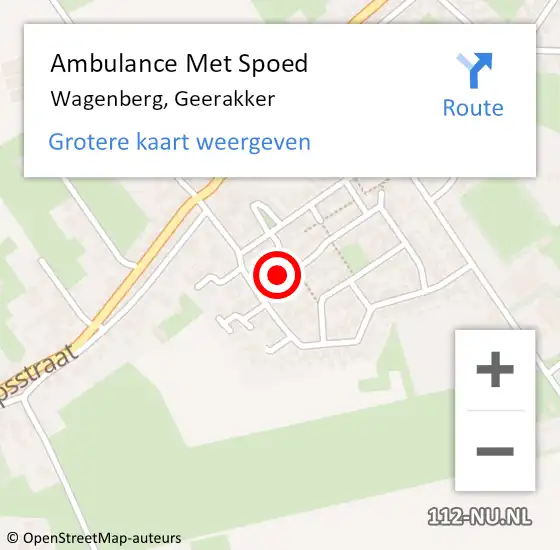 Locatie op kaart van de 112 melding: Ambulance Met Spoed Naar Wagenberg, Geerakker op 16 januari 2017 12:22