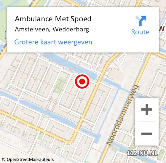 Locatie op kaart van de 112 melding: Ambulance Met Spoed Naar Amstelveen, Wedderborg op 17 januari 2017 17:41