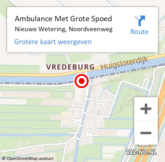 Locatie op kaart van de 112 melding: Ambulance Met Grote Spoed Naar Nieuwe Wetering, Noordveenweg op 17 januari 2017 20:22