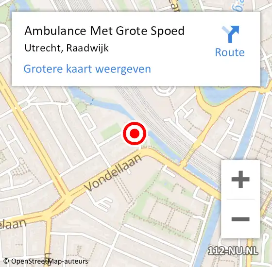 Locatie op kaart van de 112 melding: Ambulance Met Grote Spoed Naar Utrecht, Raadwijk op 17 januari 2017 23:10