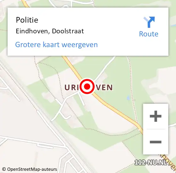 Locatie op kaart van de 112 melding: Politie Eindhoven, Doolstraat op 18 januari 2017 00:23