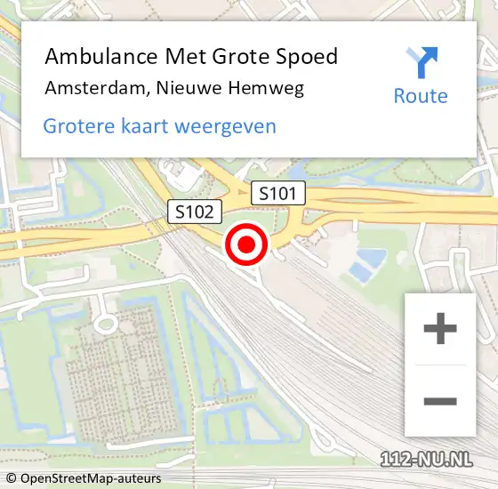 Locatie op kaart van de 112 melding: Ambulance Met Grote Spoed Naar Amsterdam, Nieuwe Hemweg op 18 januari 2017 06:22