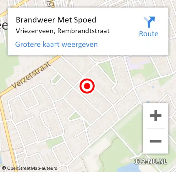 Locatie op kaart van de 112 melding: Brandweer Met Spoed Naar Vriezenveen, Rembrandtstraat op 18 januari 2017 13:43