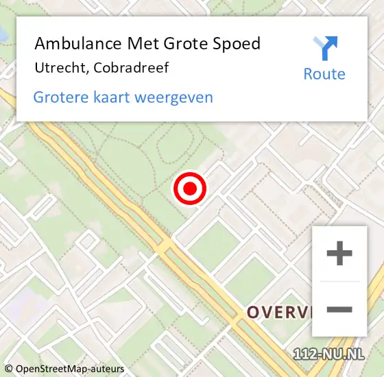 Locatie op kaart van de 112 melding: Ambulance Met Grote Spoed Naar Utrecht, Cobradreef op 18 januari 2017 15:14