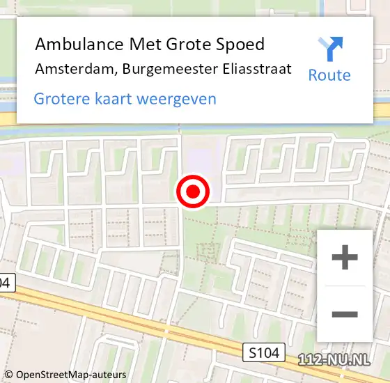 Locatie op kaart van de 112 melding: Ambulance Met Grote Spoed Naar Amsterdam, Burgemeester Eliasstraat op 18 januari 2017 21:16