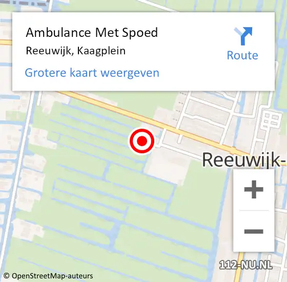 Locatie op kaart van de 112 melding: Ambulance Met Spoed Naar Reeuwijk, Kaagplein op 18 januari 2017 22:11