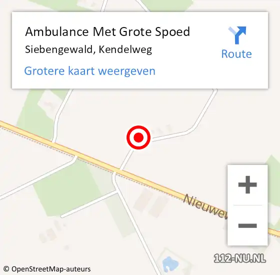 Locatie op kaart van de 112 melding: Ambulance Met Grote Spoed Naar Siebengewald, Kendelweg op 19 januari 2017 00:55
