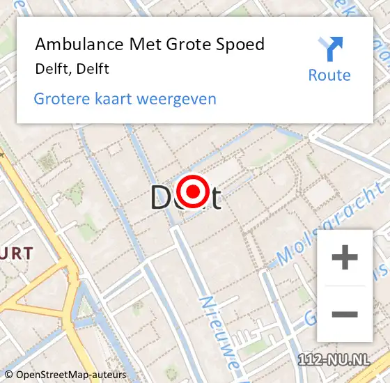 Locatie op kaart van de 112 melding: Ambulance Met Grote Spoed Naar Delft, Delft op 19 januari 2017 06:11