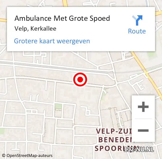 Locatie op kaart van de 112 melding: Ambulance Met Grote Spoed Naar Velp, Kerkallee op 19 januari 2017 08:02