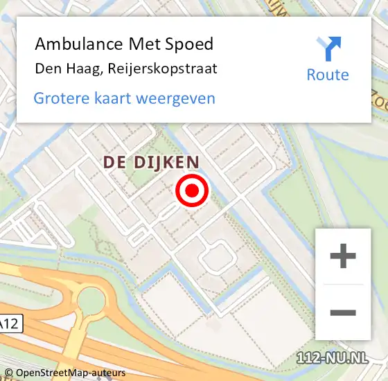 Locatie op kaart van de 112 melding: Ambulance Met Spoed Naar Den Haag, Reijerskopstraat op 19 januari 2017 08:15