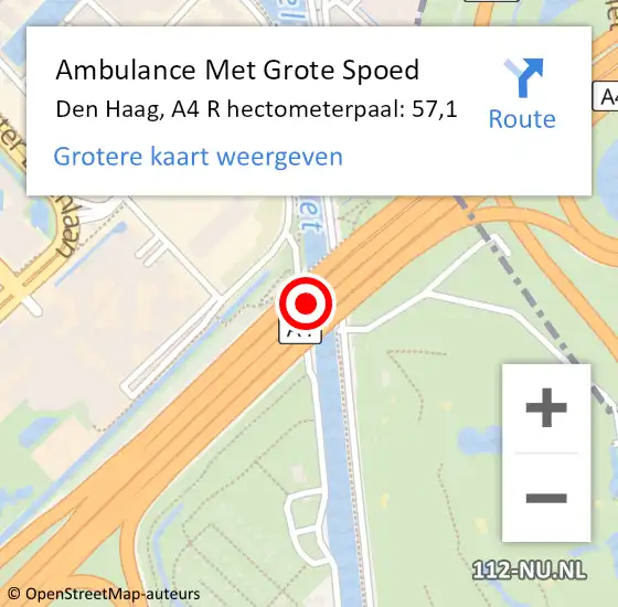 Locatie op kaart van de 112 melding: Ambulance Met Grote Spoed Naar Den Haag, A4 L hectometerpaal: 55,1 op 19 januari 2017 09:20