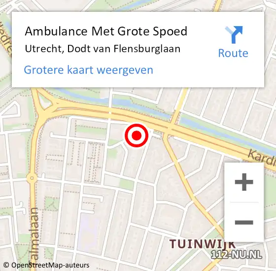 Locatie op kaart van de 112 melding: Ambulance Met Grote Spoed Naar Utrecht, Dodt van Flensburglaan op 19 januari 2017 11:44