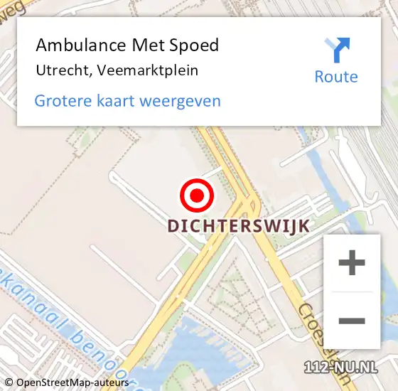 Locatie op kaart van de 112 melding: Ambulance Met Spoed Naar Utrecht, Veemarktplein op 19 januari 2017 12:53