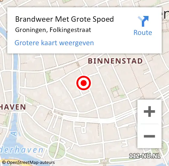 Locatie op kaart van de 112 melding: Brandweer Met Grote Spoed Naar Groningen, Folkingestraat op 19 januari 2017 13:38