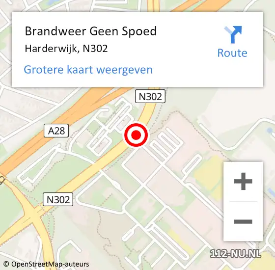 Locatie op kaart van de 112 melding: Brandweer Geen Spoed Naar Harderwijk, N302 op 19 januari 2017 22:25