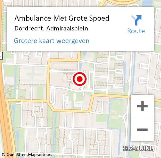 Locatie op kaart van de 112 melding: Ambulance Met Grote Spoed Naar Dordrecht, Admiraalsplein op 20 januari 2017 01:00