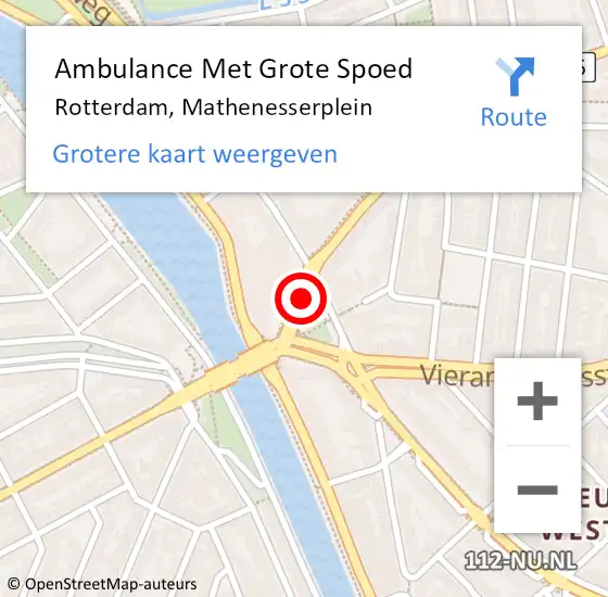 Locatie op kaart van de 112 melding: Ambulance Met Grote Spoed Naar Rotterdam, Mathenesserplein op 20 januari 2017 01:23