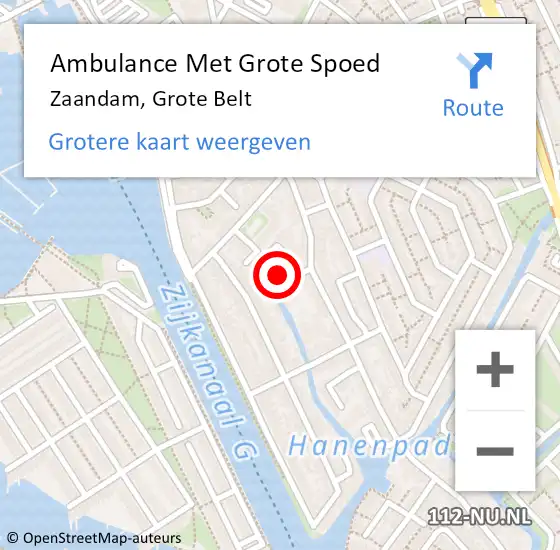 Locatie op kaart van de 112 melding: Ambulance Met Grote Spoed Naar Zaandam, Grote Belt op 20 januari 2017 03:25