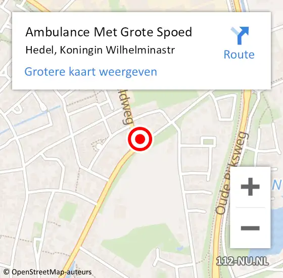 Locatie op kaart van de 112 melding: Ambulance Met Grote Spoed Naar Hedel, Koningin Wilhelminastr op 20 januari 2017 05:17