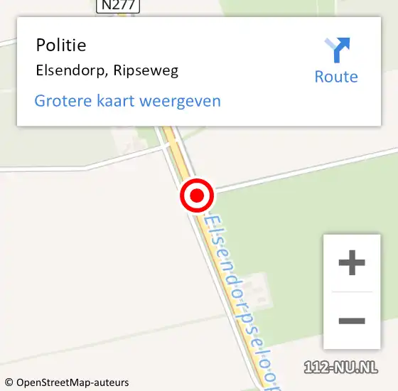 Locatie op kaart van de 112 melding: Politie Elsendorp, Ripseweg op 20 januari 2017 05:21