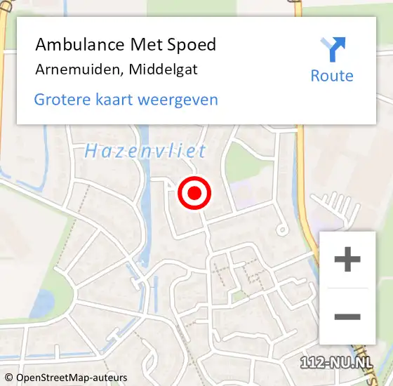 Locatie op kaart van de 112 melding: Ambulance Met Spoed Naar Arnemuiden, Middelgat op 20 januari 2017 06:24