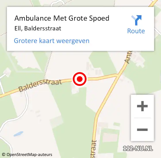 Locatie op kaart van de 112 melding: Ambulance Met Grote Spoed Naar Ell, Baldersstraat op 20 januari 2017 06:53