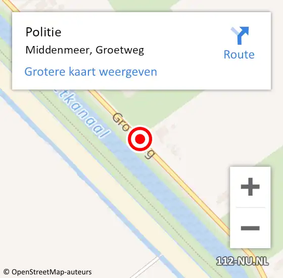 Locatie op kaart van de 112 melding: Politie Middenmeer, Groetweg op 20 januari 2017 06:59