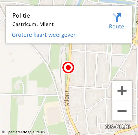 Locatie op kaart van de 112 melding: Politie Castricum, Mient op 20 januari 2017 08:27
