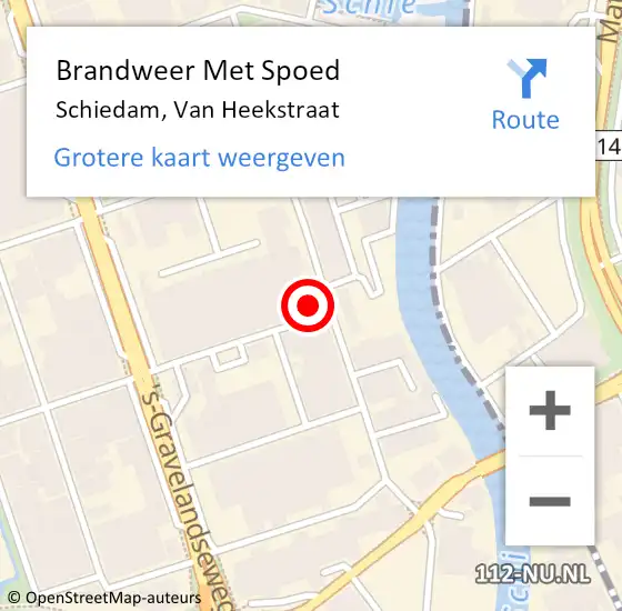 Locatie op kaart van de 112 melding: Brandweer Met Spoed Naar Schiedam, Van Heekstraat op 20 januari 2017 08:36