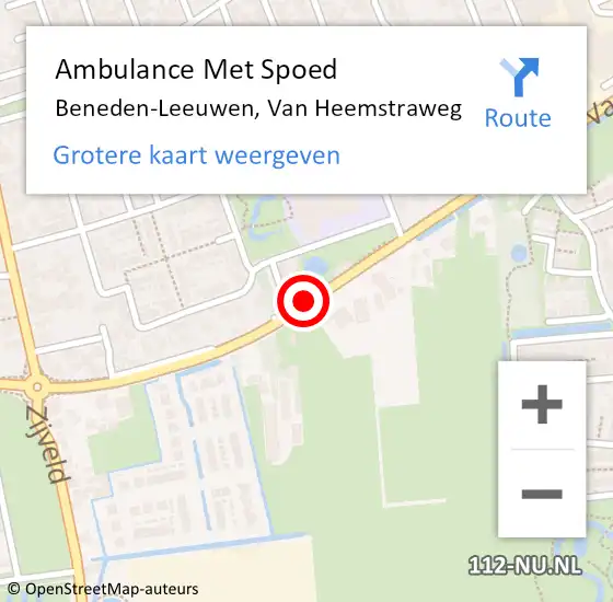 Locatie op kaart van de 112 melding: Ambulance Met Spoed Naar Beneden-Leeuwen, Van Heemstraweg op 20 januari 2017 08:37